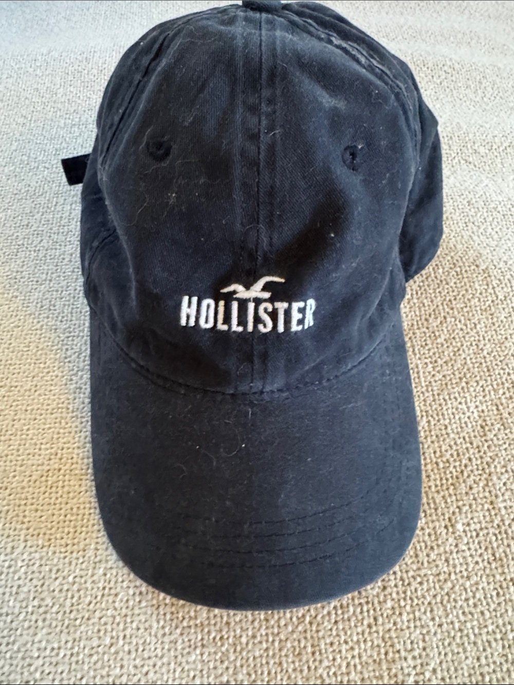 Hollister Black Embroidered Logo Dad Hat adjustable